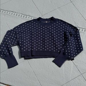 Free People Navy Blue Patterned Women's Sweater